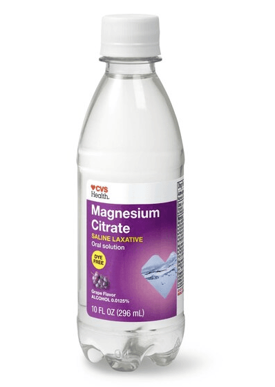 Magnesium citrate laxative bottle — available at CVS